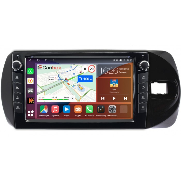 Штатная магнитола Toyota Vitz III (XP130) 2014-2019 (Тип 1) Canbox H-Line 7824-9374 на Android 10 (4G-SIM, 6/128, DSP, IPS) С крутилками