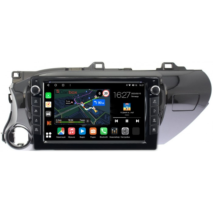 Штатная магнитола Toyota Hilux VIII 2015-2022 Canbox M-Line 7825-1071 на Android 10 (4G-SIM, 2/32, DSP, QLed) С крутилками (для авто без магнитолы)