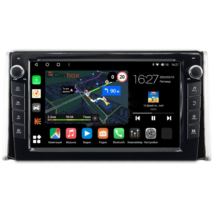 Штатная магнитола Toyota RAV4 (XA50) 2018-2022 Canbox M-Line 7825-1097 на Android 10 (4G-SIM, 2/32, DSP, QLed) С крутилками