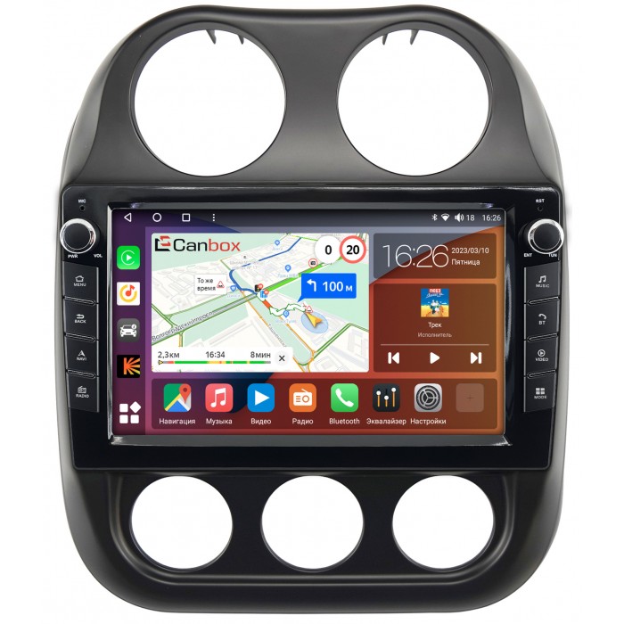 Штатная магнитола Jeep Compass, Liberty (Patriot) (2009-2016) Canbox H-Line 7826-10-810 на Android 10 (4G-SIM, 3/32, DSP, QLed) С крутилками