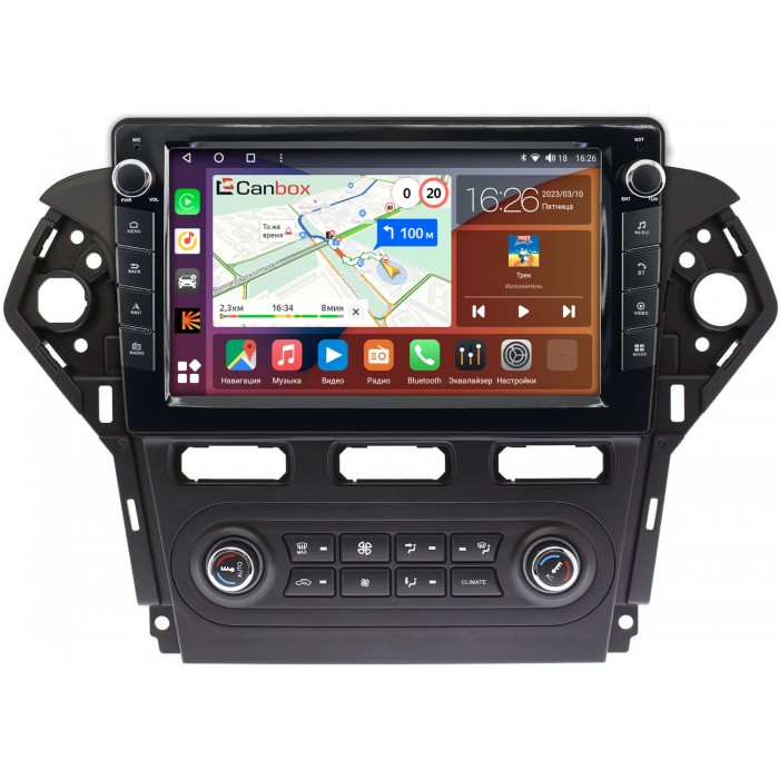 Штатная магнитола Ford Mondeo IV 2010-2015 (черная) Canbox H-Line 7826-1018 для авто с Blaupunkt на Android 10 (4G-SIM, 3/32, DSP, QLed) С крутилками