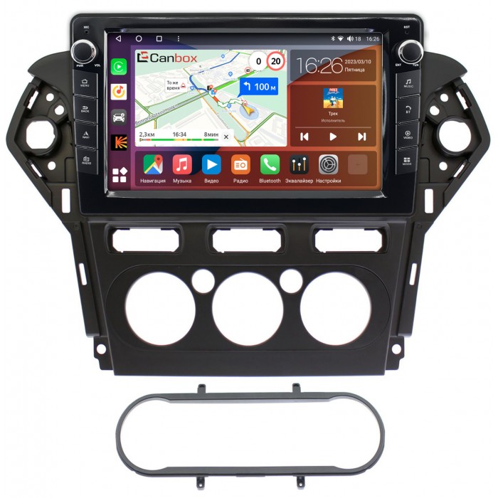 Штатная магнитола Ford Mondeo IV 2010-2015 (черная) Canbox H-Line 7826-1019 на Android 10 (4G-SIM, 3/32, DSP, QLed) С крутилками