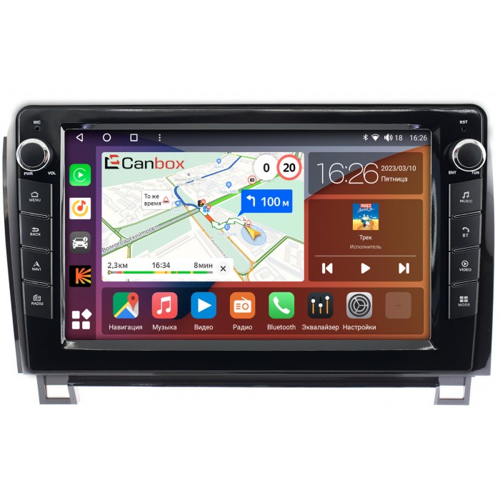 Штатная магнитола Toyota Tundra II, Sequoia II 2008-2022 Canbox H-Line 7826-1055 на Android 10 (4G-SIM, 3/32, DSP, QLed) С крутилками (с усилителем JBL)