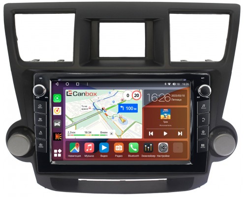 Toyota Highlander (U40) (2007-2013) Canbox H-Line 7828-10-1167 на Android 10 (4G-SIM, 6/128, DSP, QLed) С крутилками