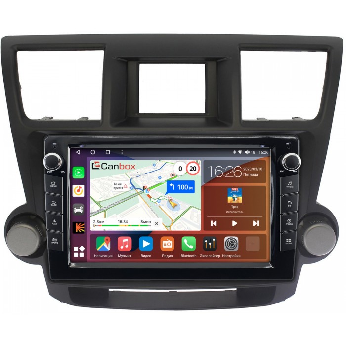 Штатная магнитола Toyota Highlander (U40) (2007-2013) Canbox H-Line 7828-10-1167 на Android 10 (4G-SIM, 6/128, DSP, QLed) С крутилками