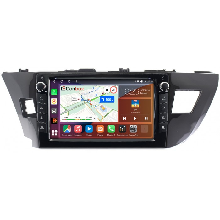 Штатная магнитола Toyota Corolla 11 (2012-2016) Canbox H-Line 7828-1026 на Android 10 (4G-SIM, 6/128, DSP, QLed) С крутилками (для авто с камерой)