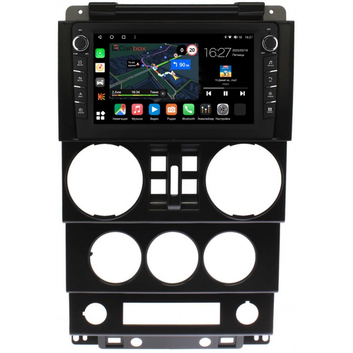 Штатная магнитола Jeep Wrangler 3 (JK) (2007-2010) (4 двери) Canbox M-Line 7831-9-023 на Android 10 (4G-SIM, 2/32, DSP, IPS) С крутилками