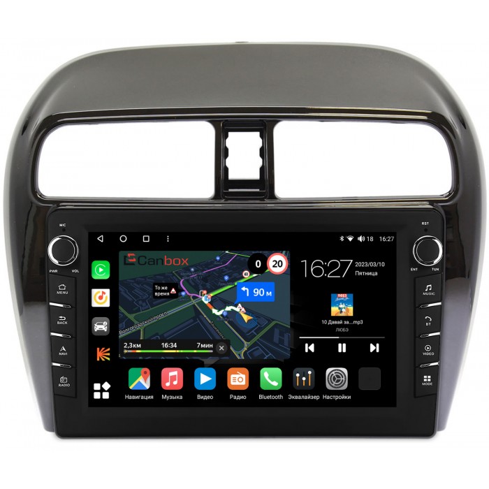 Штатная магнитола Mitsubishi Mirage VI (2012-2022) Canbox M-Line 7831-9-129 на Android 10 (4G-SIM, 2/32, DSP, IPS) С крутилками