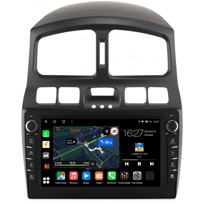 Штатная магнитола Hyundai Santa Fe 2000-2012 Canbox M-Line 7831-9-223 на Android 10 (4G-SIM, 2/32, DSP, IPS) С крутилками