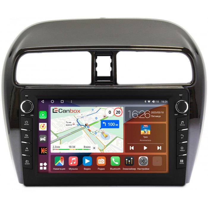 Штатная магнитола Mitsubishi Mirage VI (2012-2022) Canbox H-Line 7832-9-129 на Android 10 (4G-SIM, 3/32, DSP, IPS) С крутилками