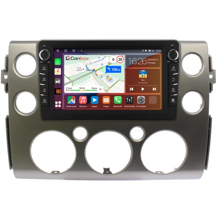 Штатная магнитола Toyota FJ Cruiser (2006-2022) (серебро) Canbox H-Line 7832-9-189 на Android 10 (4G-SIM, 3/32, DSP, IPS) С крутилками