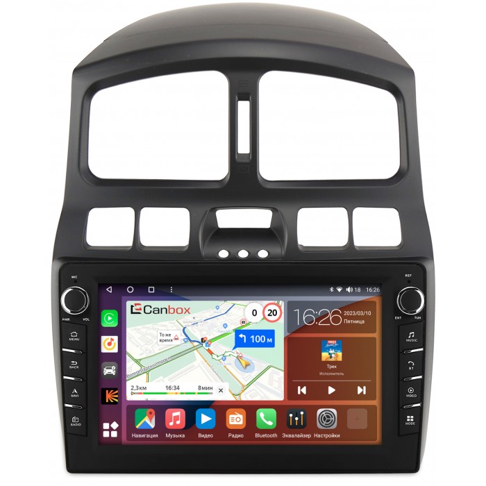 Штатная магнитола Hyundai Santa Fe 2000-2012 Canbox H-Line 7832-9-223 на Android 10 (4G-SIM, 3/32, DSP, IPS) С крутилками