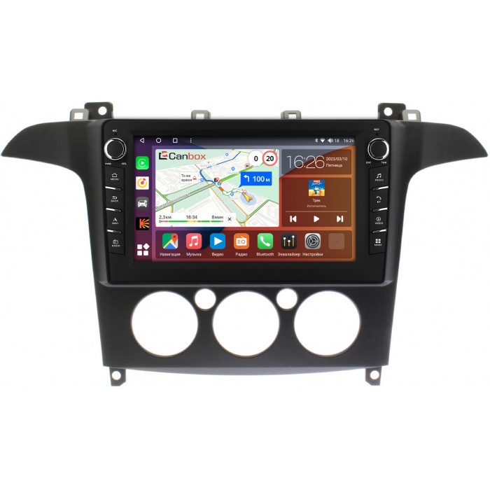 Штатная магнитола Ford S-MAX 2006-2015 (с кондиционером) Canbox H-Line 7832-9-FR098N на Android 10 (4G-SIM, 3/32, DSP, IPS) С крутилками