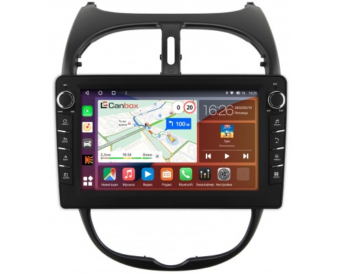 Peugeot 206 (1998-2012) Canbox H-Line 7832-9117 Android 10 (4G-SIM, 3/32, DSP, IPS) С крутилками