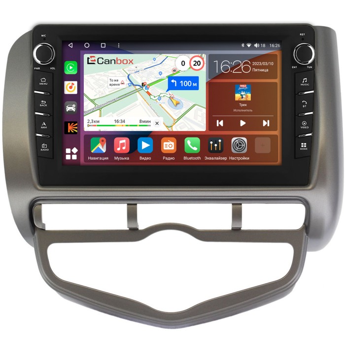 Штатная магнитола Honda Jazz I 2001-2008 (левый руль) Canbox H-Line 7832-9267 Android 10 (4G-SIM, 3/32, DSP, IPS) С крутилками