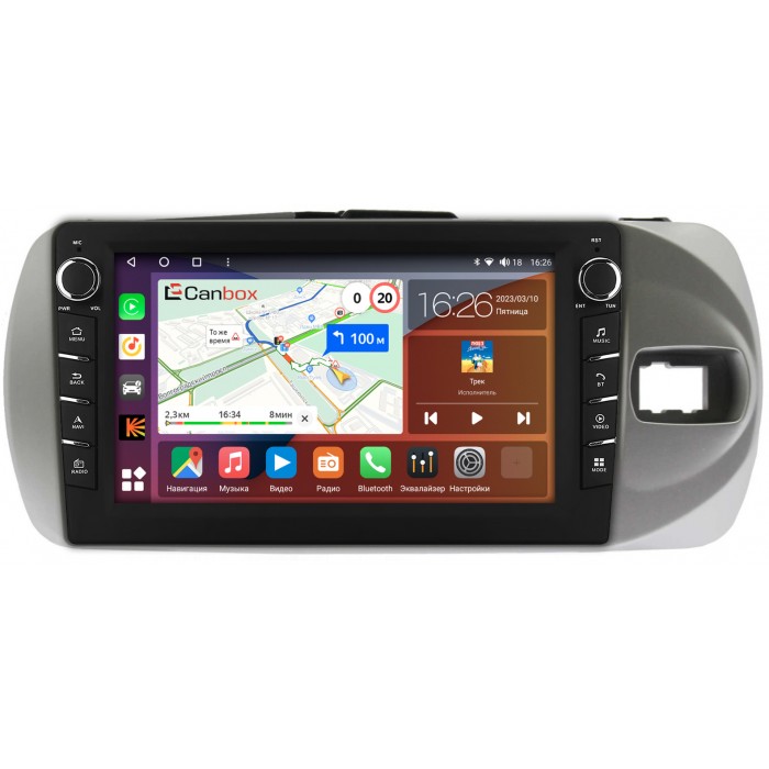 Штатная магнитола Toyota Vitz III (XP130) 2014-2019 Canbox H-Line 7832-9432 на Android 10 (4G-SIM, 3/32, DSP, IPS) С крутилками