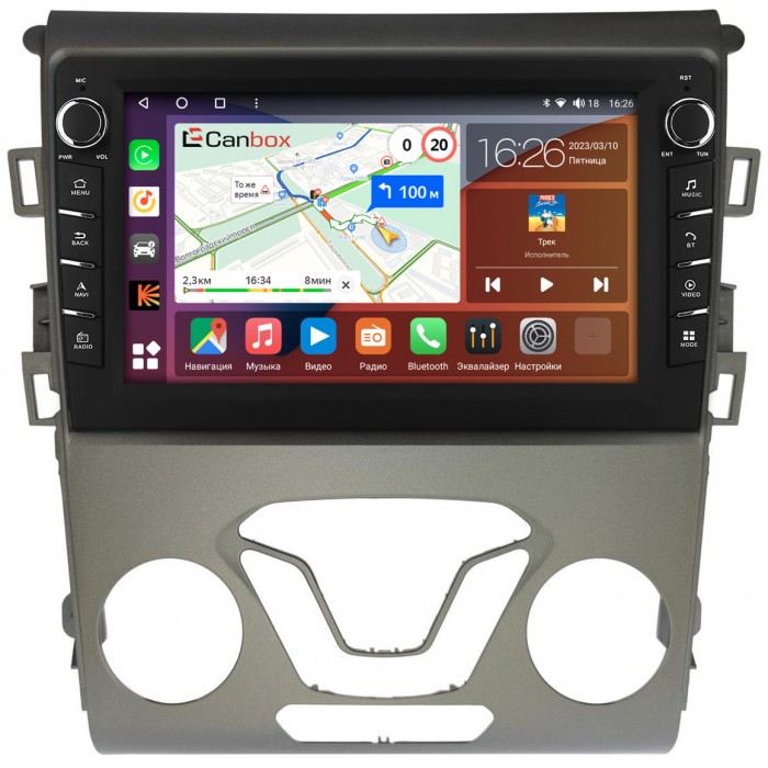 Штатная магнитола Ford Mondeo V 2014-2022, Fusion II (North America) 2012-2016 Canbox H-Line 7833-9-096 на Android 10 (4G-SIM, 4/64, DSP, IPS) С крутилками