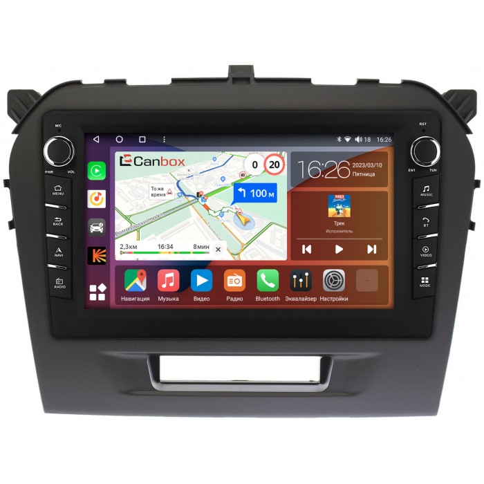 Штатная магнитола Suzuki Vitara 2014-2022 Canbox H-Line 7833-9103 Android 10 (4G-SIM, 4/64, DSP, IPS) С крутилками