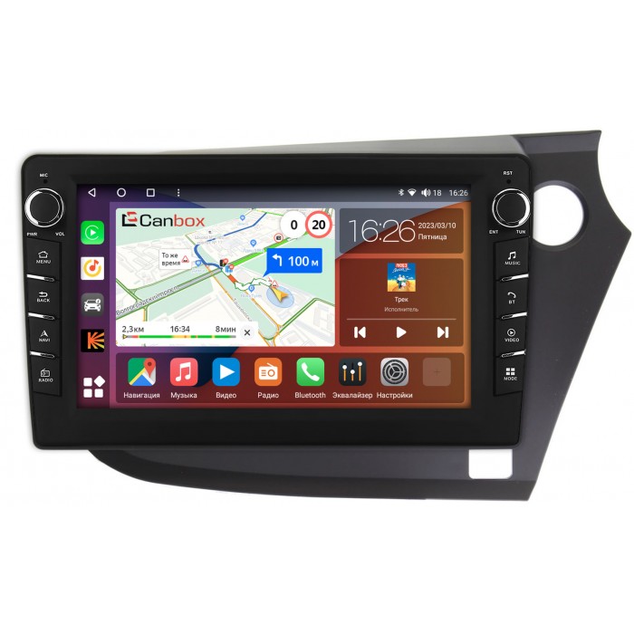 Штатная магнитола Honda Insight II (2009-2014) (правый руль) Canbox H-Line 7834-9-304 на Android 10 (4G-SIM, 6/128, DSP, IPS) С крутилками