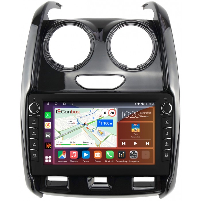 Штатная магнитола Renault Duster (2015-2021) Canbox H-Line 7834-9-RE046N на Android 10 (4G-SIM, 6/128, DSP, IPS) С крутилками