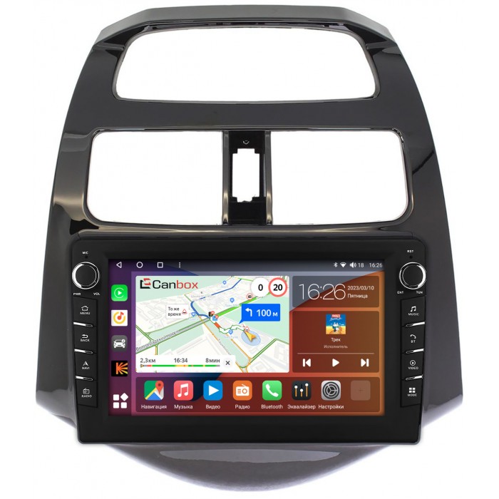 Штатная магнитола Chevrolet Spark III 2009-2016 (глянцевая) Canbox H-Line 7834-9164 Android 10 (4G-SIM, 6/128, DSP, IPS) С крутилками