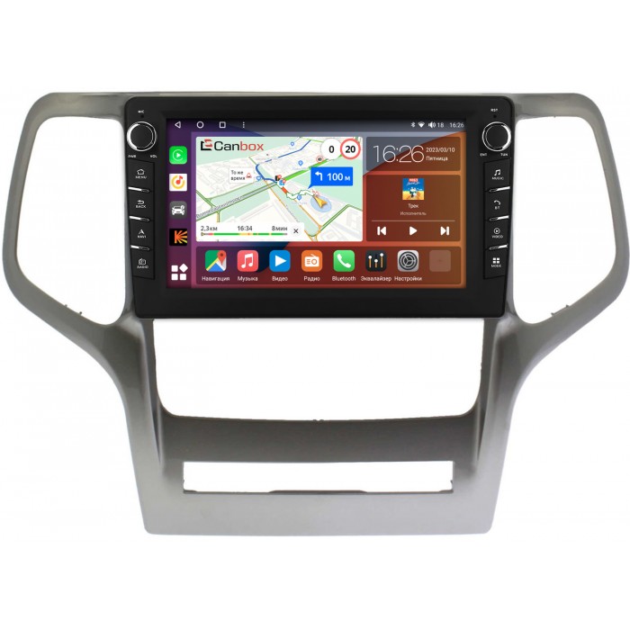 Штатная магнитола Jeep Grand Cherokee 4 (WK2) (2010-2013) Canbox H-Line 7834-9481 на Android 10 (4G-SIM, 6/128, DSP, IPS) С крутилками