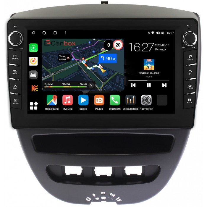 Штатная магнитола Toyota Aygo (2005-2014) Canbox M-Line 7835-10-1152 на Android 10 (4G-SIM, 2/32, DSP, QLed) С крутилками