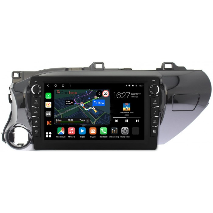 Штатная магнитола Toyota Hilux VIII 2015-2022 Canbox M-Line 7835-1056 на Android 10 (4G-SIM, 2/32, DSP, QLed) С крутилками (для любой комплектации)