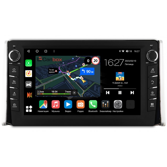 Штатная магнитола Toyota RAV4 (XA50) 2018-2022 Canbox M-Line 7835-1097 на Android 10 (4G-SIM, 2/32, DSP, QLed) С крутилками