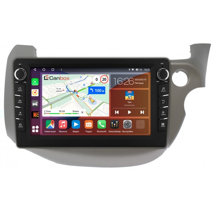 Штатная магнитола Honda Fit II 2008-2014 Canbox H-Line 7836-10-3186 на Android 10 (4G-SIM, 3/32, DSP, QLed) С крутилками