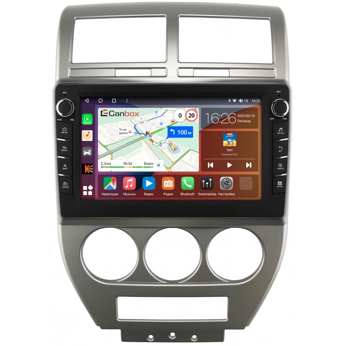 Штатная магнитола Jeep Compass, Liberty (Patriot) (2006-2010) Canbox H-Line 7836-10-328 на Android 10 (4G-SIM, 3/32, DSP, QLed) С крутилками