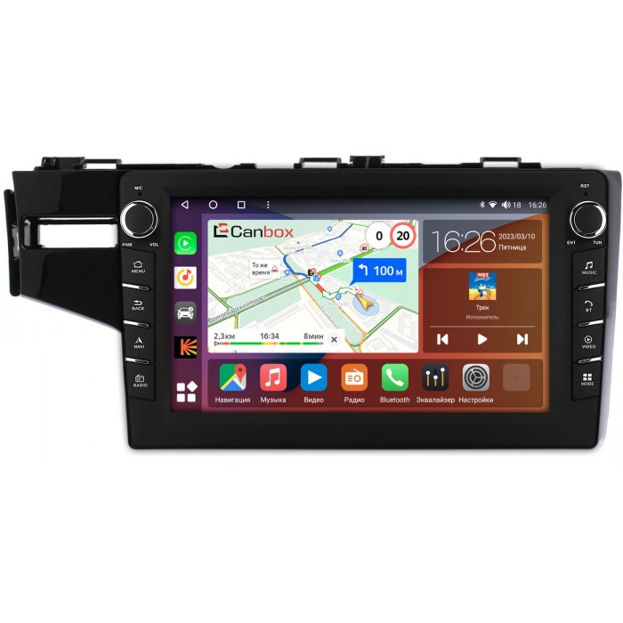 Штатная магнитола Honda Jazz III 2015-2021 (левый руль) Canbox H-Line 7836-10-468 на Android 10 (4G-SIM, 3/32, DSP, QLed) С крутилками