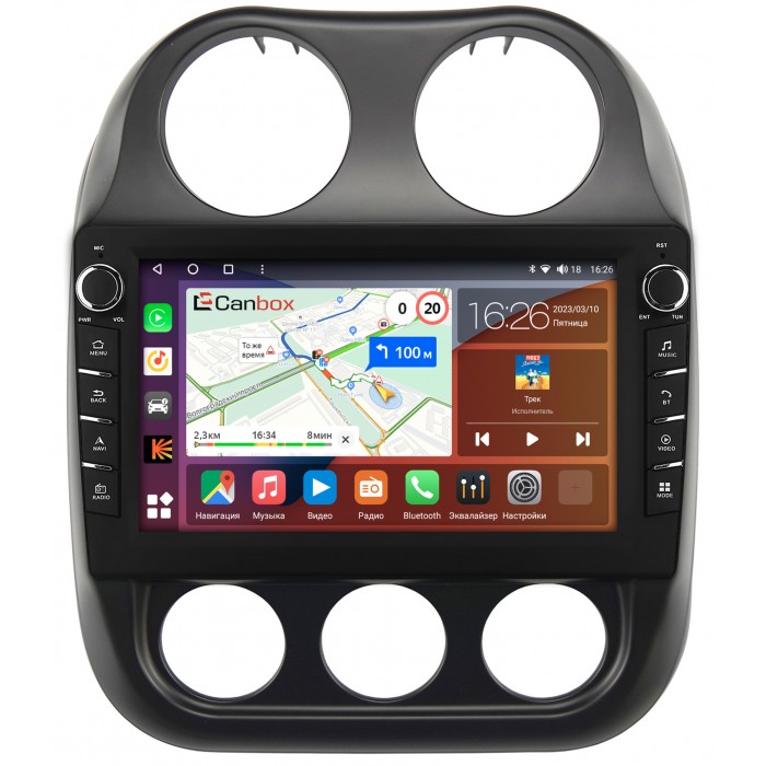 Штатная магнитола Jeep Compass, Liberty (Patriot) (2009-2016) Canbox H-Line 7836-10-810 на Android 10 (4G-SIM, 3/32, DSP, QLed) С крутилками