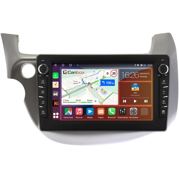 Штатная магнитола Honda Jazz II 2008-2014 (левый руль) Canbox H-Line 7836-1067 на Android 10 (4G-SIM, 3/32, DSP, QLed) С крутилками