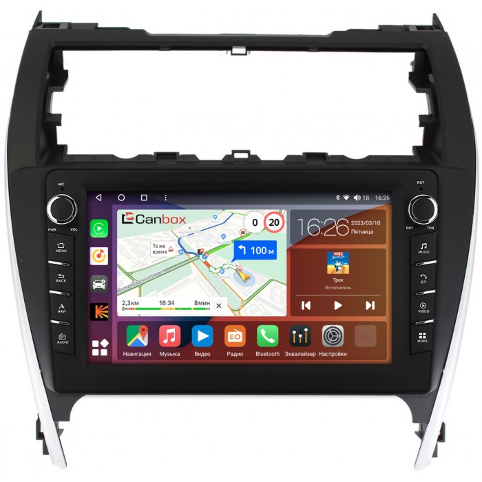 Штатная магнитола Toyota Camry XV50 (2011-2014) (авто из USA) Canbox H-Line 7837-10-466 на Android 10 (4G-SIM, 4/64, DSP, QLed) С крутилками