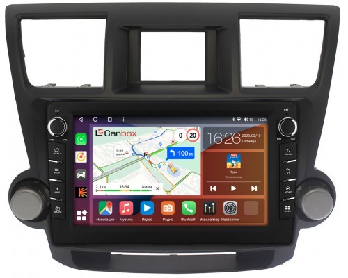 Toyota Highlander (U40) (2007-2013) Canbox H-Line 7838-10-1167 на Android 10 (4G-SIM, 6/128, DSP, QLed) С крутилками