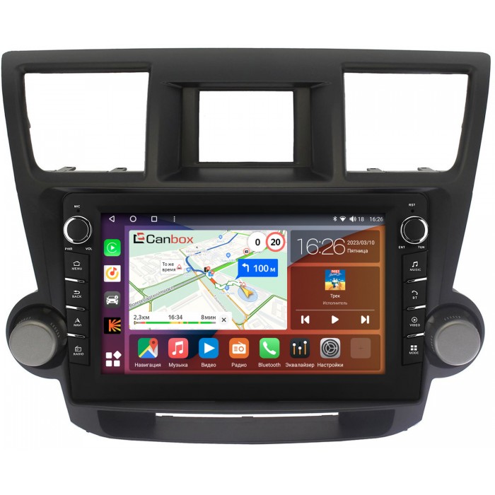 Штатная магнитола Toyota Highlander (U40) (2007-2013) Canbox H-Line 7838-10-1167 на Android 10 (4G-SIM, 6/128, DSP, QLed) С крутилками