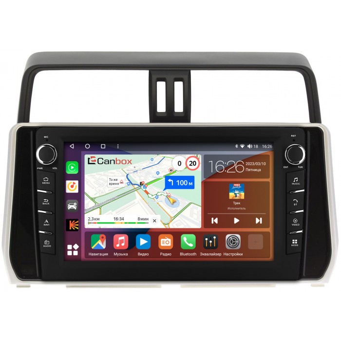 Штатная магнитола Toyota Land Cruiser Prado 150 2017-2021 Canbox H-Line 7838-1038 на Android 10 (4G-SIM, 6/128, DSP, QLed) С крутилками (для авто без 4 камер)