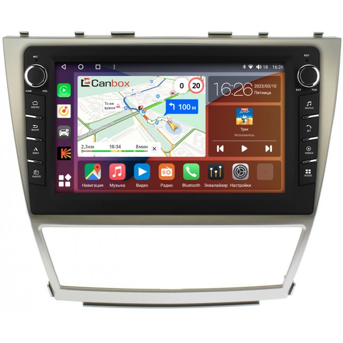 Штатная магнитола Toyota Camry XV40 (2006-2011) Canbox H-Line 7838-1063 на Android 10 (4G-SIM, 6/128, DSP, QLed) С крутилками