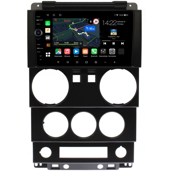 Штатная магнитола Jeep Wrangler 3 (JK) (2007-2010) (2 двери) Canbox M-Line 7840-9-0232 на Android 10 (4G-SIM, 2/32, DSP, QLed)