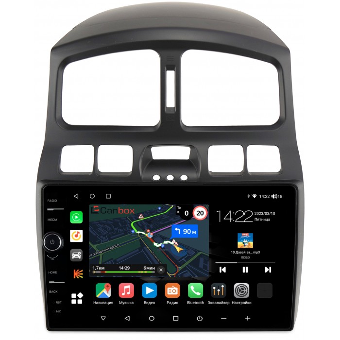 Штатная магнитола Hyundai Santa Fe 2000-2012 Canbox M-Line 7840-9-223 на Android 10 (4G-SIM, 2/32, DSP, QLed)