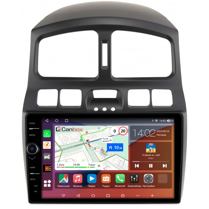 Штатная магнитола Hyundai Santa Fe 2000-2012 Canbox H-Line 7842-9-223 на Android 10 (4G-SIM, 3/32, DSP, QLed)