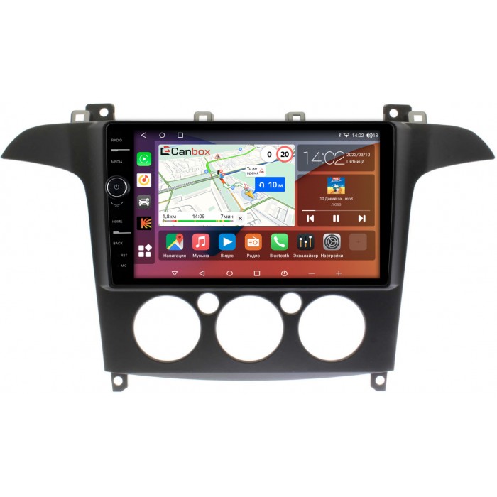 Штатная магнитола Ford S-MAX 2006-2015 (с кондиционером) Canbox H-Line 7842-9-FR098N на Android 10 (4G-SIM, 3/32, DSP, QLed)