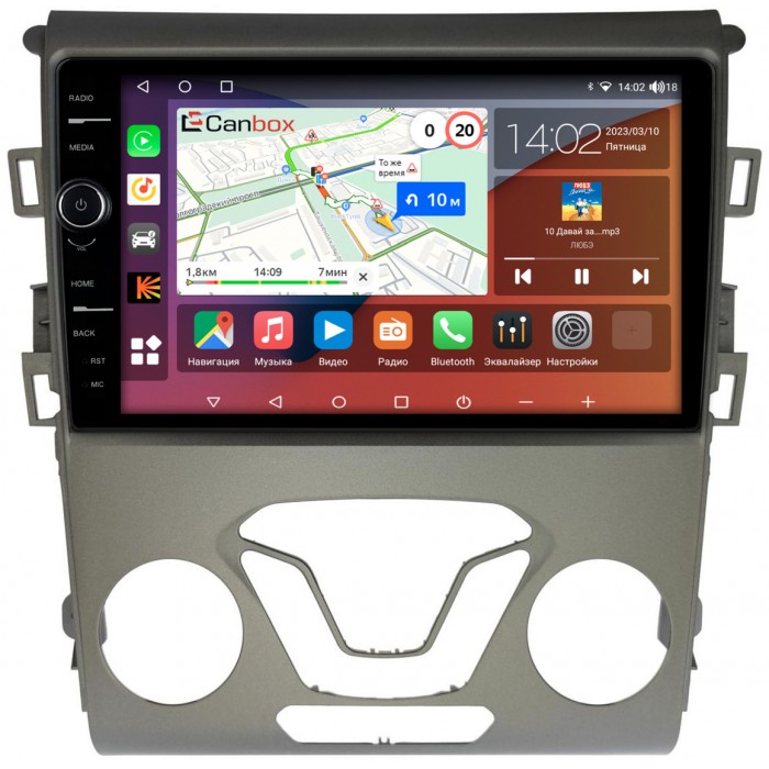 Штатная магнитола Ford Mondeo V 2014-2022, Fusion II (North America) 2012-2016 Canbox H-Line 7843-9-096 на Android 10 (4G-SIM, 4/64, DSP, QLed)