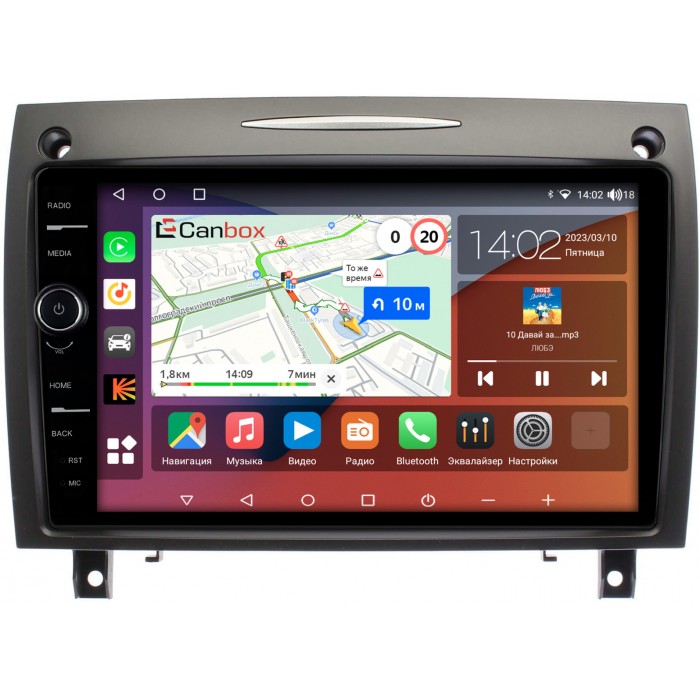 Штатная магнитола Mercedes SLK-klasse II (R171) 2004-2011 Canbox H-Line 7843-9-BE045N на Android 10 (4G-SIM, 4/64, DSP, QLed)