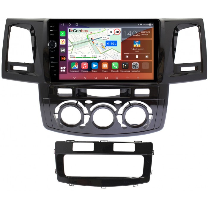 Штатная магнитола Toyota Hilux VII, Fortuner I 2005-2015 Canbox H-Line 7843-9414 на Android 10 (4G-SIM, 4/64, DSP, QLed)