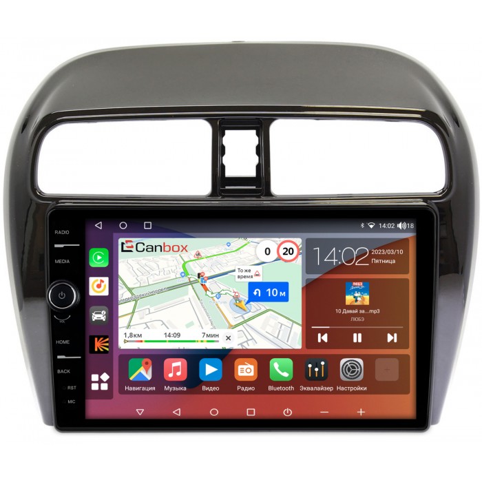 Штатная магнитола Mitsubishi Mirage VI (2012-2022) Canbox H-Line 7844-9-129 на Android 10 (4G-SIM, 6/128, DSP, QLed)