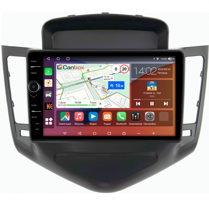 Штатная магнитола Chevrolet Cruze (2008-2012) (черная) Canbox H-Line 7844-9010 на Android 10 (4G-SIM, 6/128, DSP, QLed)