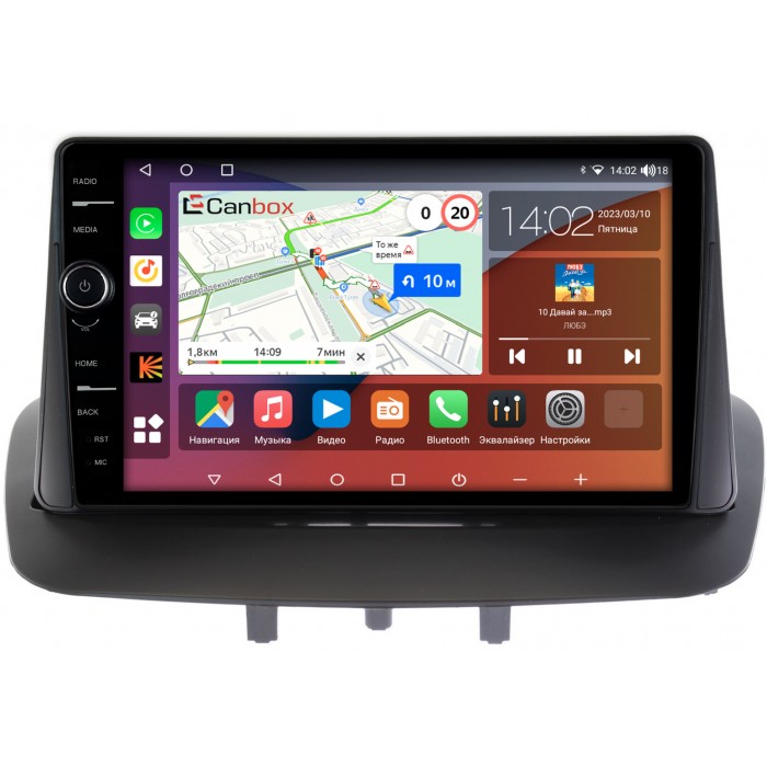 Штатная магнитола Renault Megane III, Fluence I 2009-2016 Canbox H-Line 7845-9215 на Android 10 (4G-SIM, 8/256, DSP, QLed)