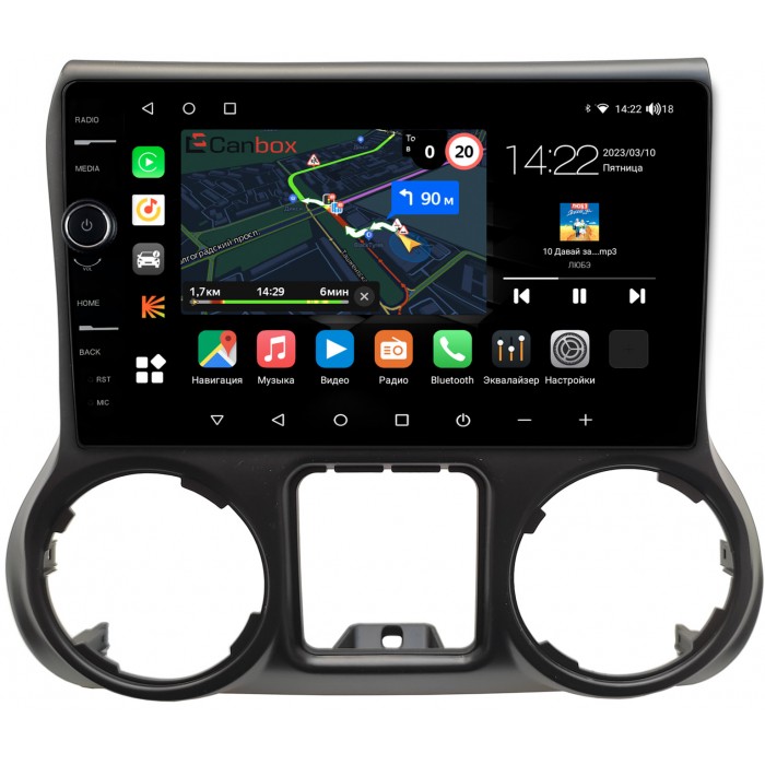 Штатная магнитола Jeep Wrangler III (JK) 2011-2018 Canbox M-Line 7850-10-009 на Android 10 (4G-SIM, 2/32, DSP, QLed)